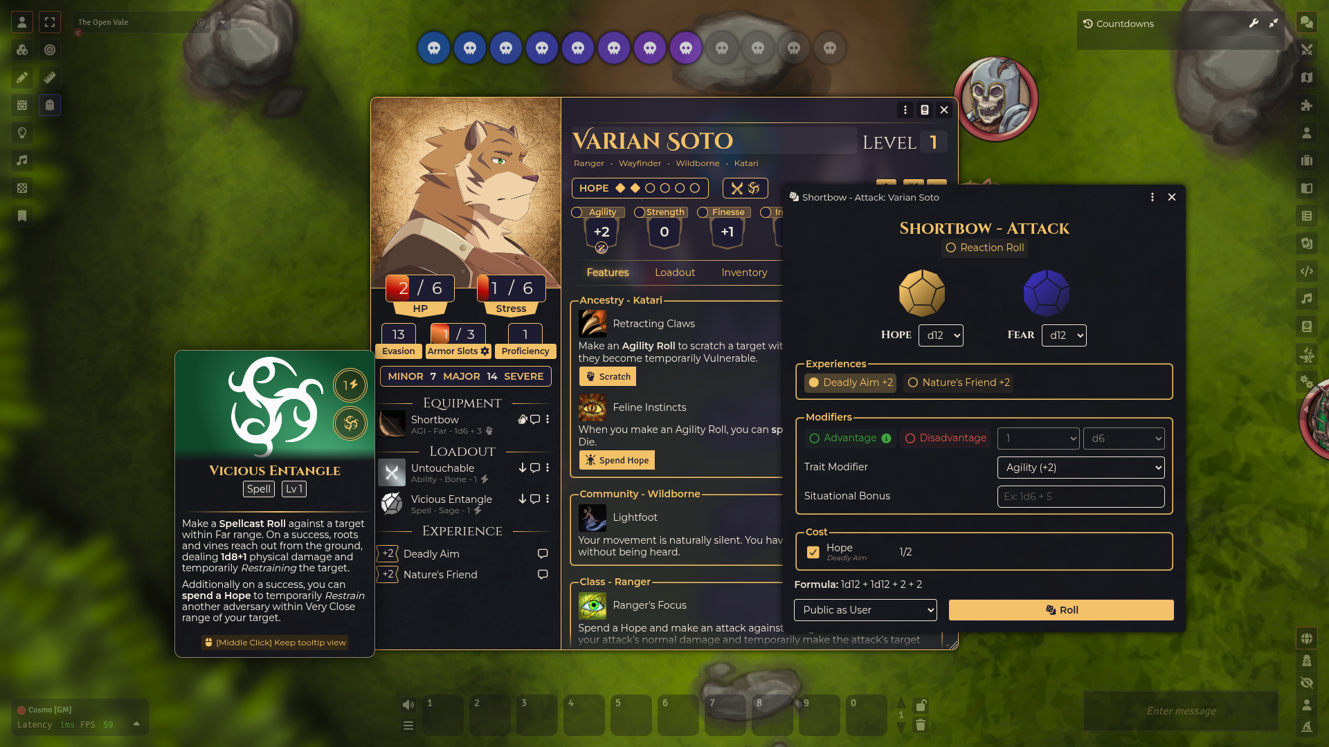 Domain Card and Attack Roll